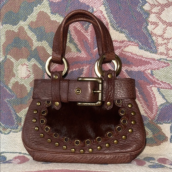 π΄ RARE Isabella Fiore Brown Leather Handbag w Pony hair NWOT - Picture 8 of 13